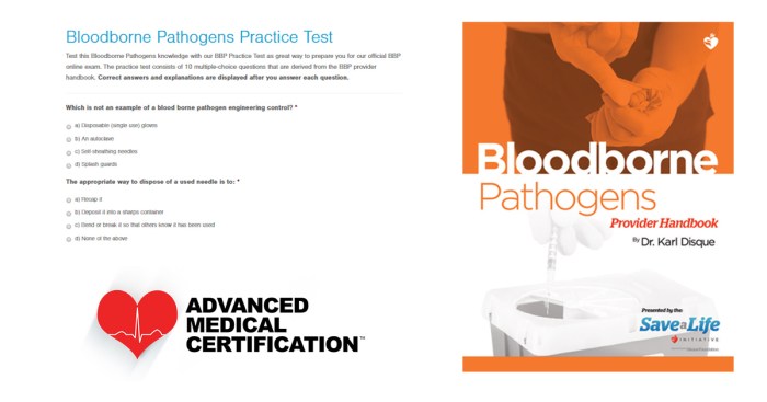 Bloodborne pathogen awareness 2.0 test answers