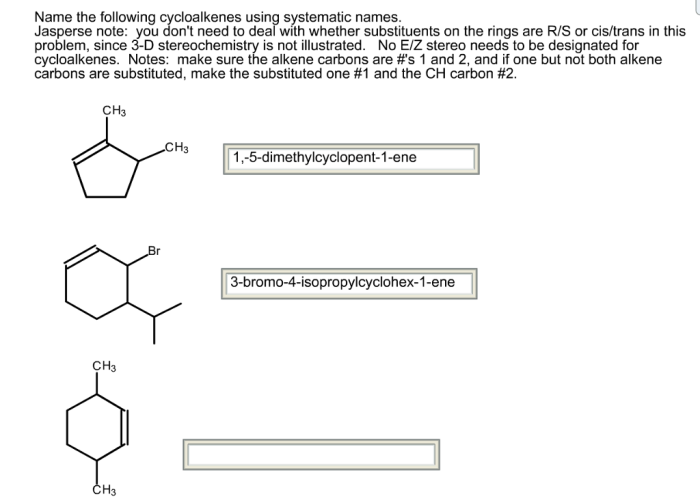 Systematic name names cycloalkenes using homeworklib alkene